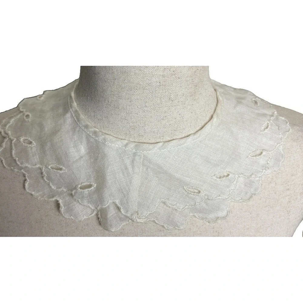 Antique Victorian Linen Lace Collar Ivory Regency